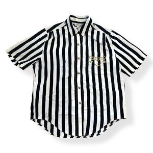 Vintage‎ Alyssa Carr 1980’s Women’s Nautical Shirt White Navy Blue Stripe Small